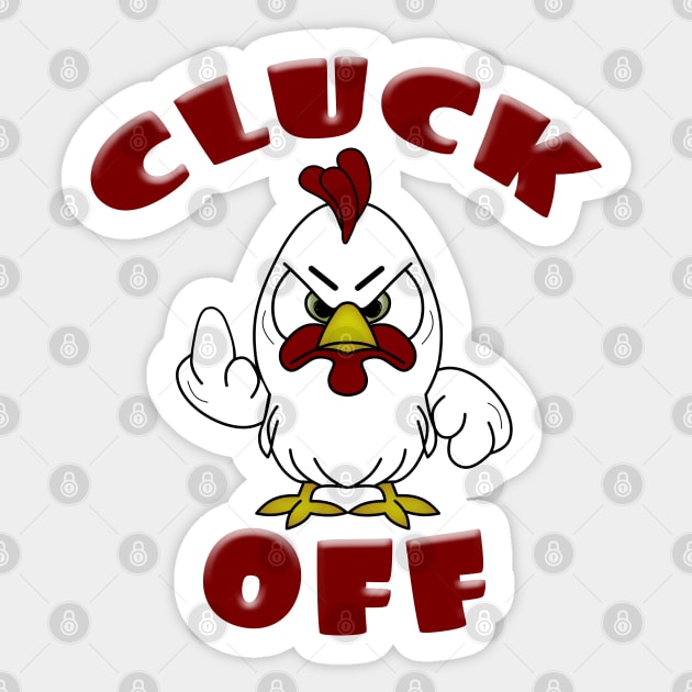 Cute Little Cartoon  Rooster CLUCK OFF Sticker by Roly Poly Roundabout